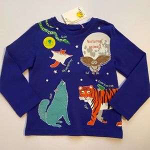 NWT Mini Boden Glow in the Dark Animals Tee Shirt, 2/3Y